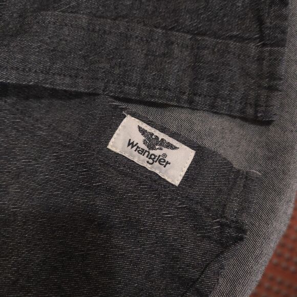 Black Denim Long Sleeve Shirt MensM Button Collared Lightweight Western Grunge - Picture 14 of 16